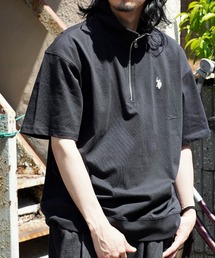 U.S. POLO ASSN. / ユーエスポロアッスン 別注 コラボ オーバーサイズ ハーフジップ 半袖 Tシャツ