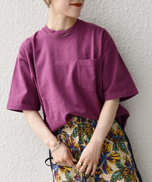 SHIPS any(シップス エニィ)の「SHIPS any: "COTTON USA" ヘビーウェイト クルーネック ポケット Tシャツ(Tシャツ/カットソー・メンズ・ブラック/ライトカーキ/ホワイト/コバルトブルー/バイオレット・LARGE/SMALL/X-LARGE/MEDIUM)」の5枚目の写真