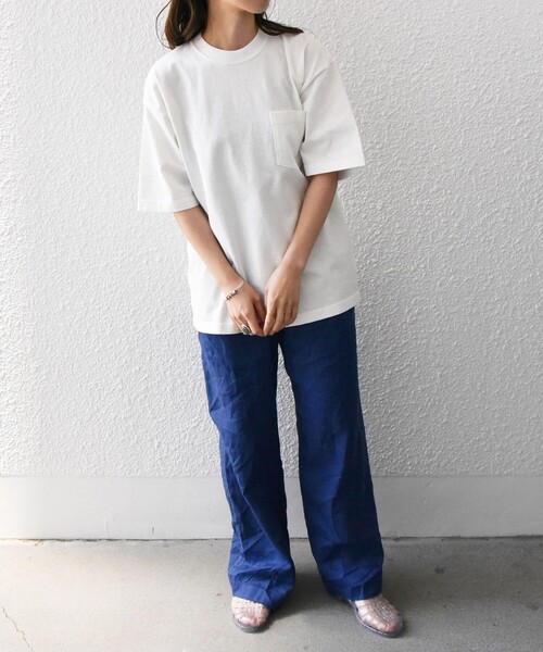 SHIPS any(シップス エニィ)の「SHIPS any: "COTTON USA" ヘビーウェイト クルーネック ポケット Tシャツ(Tシャツ/カットソー・メンズ・ブラック/ライトカーキ/ホワイト/コバルトブルー/バイオレット・LARGE/SMALL/X-LARGE/MEDIUM)」の6枚目の写真