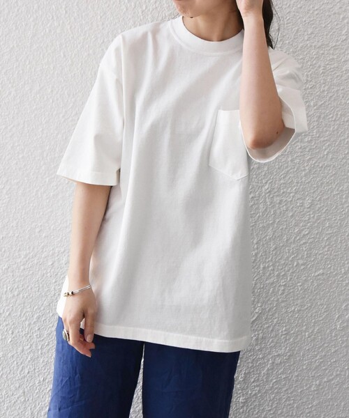 SHIPS any(シップス エニィ)の「SHIPS any: "COTTON USA" ヘビーウェイト クルーネック ポケット Tシャツ(Tシャツ/カットソー・メンズ・ブラック/ライトカーキ/ホワイト/コバルトブルー/バイオレット・LARGE/SMALL/X-LARGE/MEDIUM)」の9枚目の写真