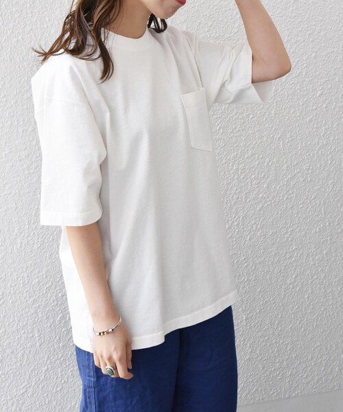 SHIPS any(シップス エニィ)の「SHIPS any: "COTTON USA" ヘビーウェイト クルーネック ポケット Tシャツ(Tシャツ/カットソー・メンズ・ブラック/ライトカーキ/ホワイト/コバルトブルー/バイオレット・LARGE/SMALL/X-LARGE/MEDIUM)」の10枚目の写真