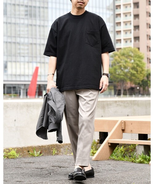 SHIPS any(シップス エニィ)の「SHIPS any: "COTTON USA" ヘビーウェイト クルーネック ポケット Tシャツ(Tシャツ/カットソー・メンズ・ブラック/ライトカーキ/ホワイト/コバルトブルー/バイオレット・LARGE/SMALL/X-LARGE/MEDIUM)」の12枚目の写真