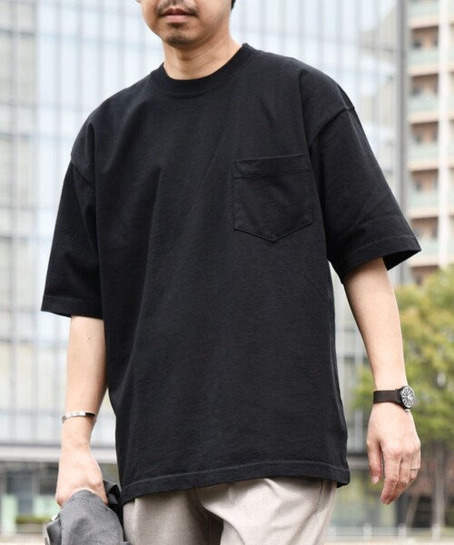 SHIPS any(シップス エニィ)の「SHIPS any: "COTTON USA" ヘビーウェイト クルーネック ポケット Tシャツ(Tシャツ/カットソー・メンズ・ブラック/ライトカーキ/ホワイト/コバルトブルー/バイオレット・LARGE/SMALL/X-LARGE/MEDIUM)」の13枚目の写真