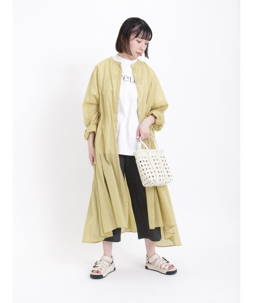 Samansa Mos2（サマンサ モスモス）の「ロゴ刺繍スタンドネックTシャツ（Tシャツ/カットソー・レディース・オフホワイト/イエロー/チャコール・ﾌﾘ-）」の13枚目の写真