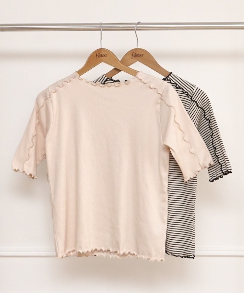 flower（フラワー）の「ブロッサムハーフトップ（Tシャツ/カットソー・レディース・ピンク/ブラック・FREE）」の6枚目の写真