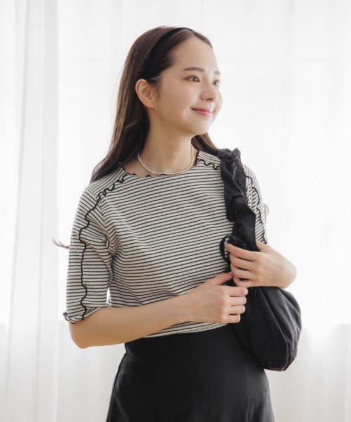 flower（フラワー）の「ブロッサムハーフトップ（Tシャツ/カットソー・レディース・ピンク/ブラック・FREE）」の3枚目の写真