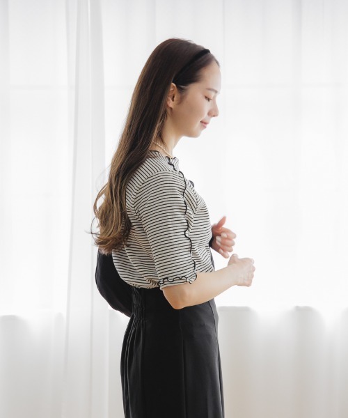 flower（フラワー）の「ブロッサムハーフトップ（Tシャツ/カットソー・レディース・ピンク/ブラック・FREE）」の8枚目の写真