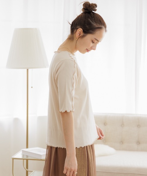 flower（フラワー）の「ブロッサムハーフトップ（Tシャツ/カットソー・レディース・ピンク/ブラック・FREE）」の5枚目の写真