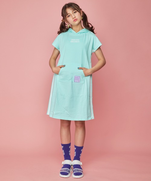 JENNI love(ジェニィラブ)の「防蚊サイドラインパーカーワンピ(ワンピース・キッズ・ブラック/ミント・130cm/160cm/150cm/140cm)」の6枚目の写真