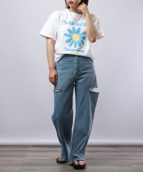 MODISH GAZE(モディシュガゼ)の「MODISH GAZE プリント半袖Tシャツ デイジープリント Possibility(Tシャツ/カットソー・メンズ・ネイビー/ブラック/ホワイト・M/XL/L)」の18枚目の写真
