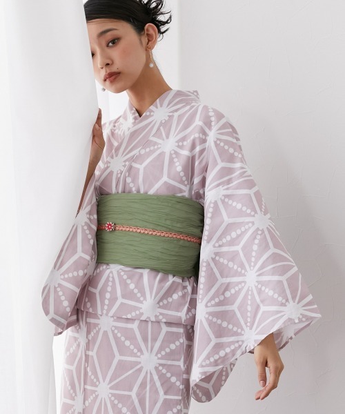 Neina（ネイナ）の「【浴衣】綿100％浴衣3点セット（ゆかた＋へこ帯＋下駄）〔Neina〕（浴衣・レディース・ブラック系/ベージュ系/グリーン系/ピンク系/レッド系/ネイビー系/ブルー系/グレー系・F/FREE）」の7枚目の写真