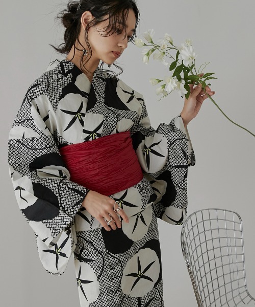 Neina（ネイナ）の「【浴衣】綿100％浴衣3点セット（ゆかた＋へこ帯＋下駄）〔Neina〕（浴衣・レディース・ブラック系/ベージュ系/グリーン系/ピンク系/レッド系/ネイビー系/ブルー系/グレー系・F/FREE）」の19枚目の写真