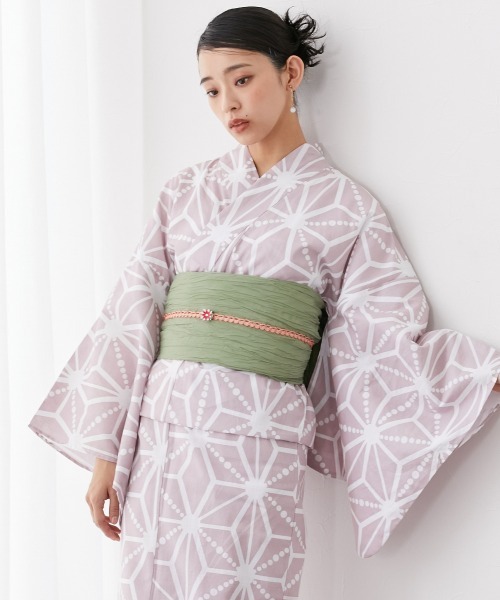 Neina（ネイナ）の「【浴衣】綿100％浴衣3点セット（ゆかた＋へこ帯＋下駄）〔Neina〕（浴衣・レディース・ブラック系/ベージュ系/グリーン系/ピンク系/レッド系/ネイビー系/ブルー系/グレー系・F/FREE）」の9枚目の写真