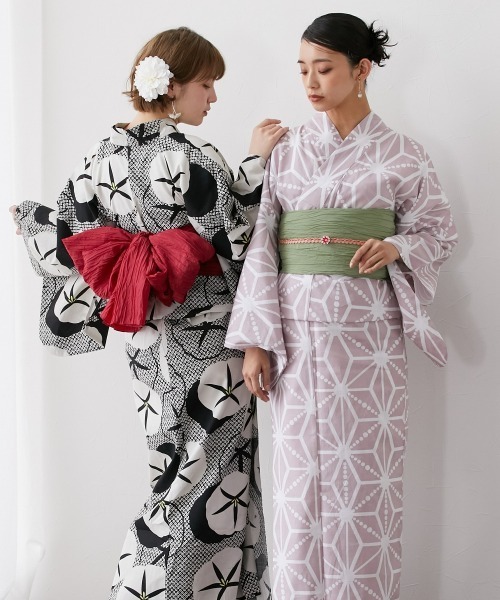 Neina（ネイナ）の「【浴衣】綿100％浴衣3点セット（ゆかた＋へこ帯＋下駄）〔Neina〕（浴衣・レディース・ブラック系/ベージュ系/グリーン系/ピンク系/レッド系/ネイビー系/ブルー系/グレー系・F/FREE）」の12枚目の写真