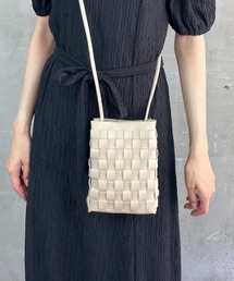 フェイクレザー 編み込みミニショルダーバッグ / マルチポーチ