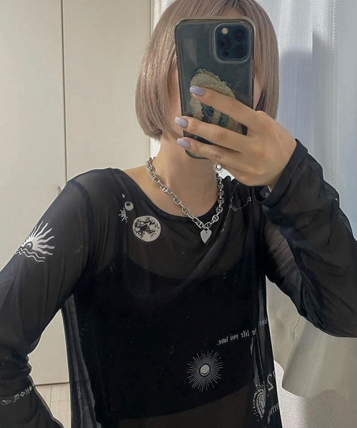 byYOUANCE（バイユアンス）の「TATTOOシアーロンT（Tシャツ/カットソー・レディース・ホワイト/ブラック/ベージュ・FREE）」の5枚目の写真
