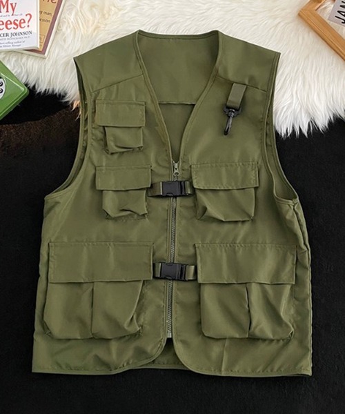 BENDER TOKYO(ベンダートウキョウ)の「【BENDER TOKYO】ユーティリティポケット ミリタリーベスト(ベスト・メンズ・ブラック/オリーブ・M/L)」の1枚目の写真