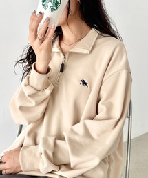 【POLOCHAMPS/ポロチャンプス】 別注 ハーフジップ ワンポイント刺繍 スウェット