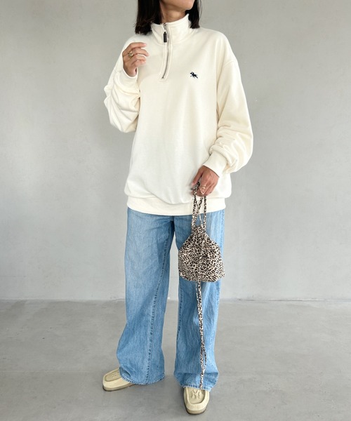 POLOCHAMPS(ポロチャンプス)の「【POLOCHAMPS/ポロチャンプス】 別注 ハーフジップ ワンポイント刺繍 スウェット(スウェット・レディース・グレー/ブラック/ベージュ/アイボリー・FREE)」の9枚目の写真
