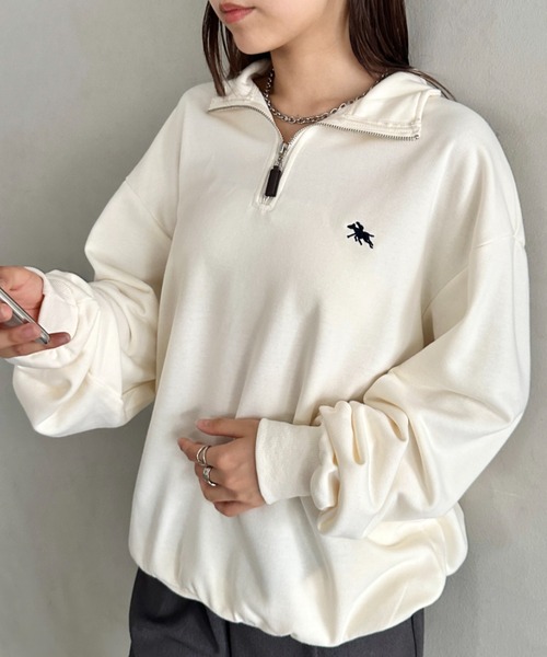 POLOCHAMPS(ポロチャンプス)の「【POLOCHAMPS/ポロチャンプス】 別注 ハーフジップ ワンポイント刺繍 スウェット(スウェット・レディース・グレー/ブラック/ベージュ/アイボリー・FREE)」の18枚目の写真