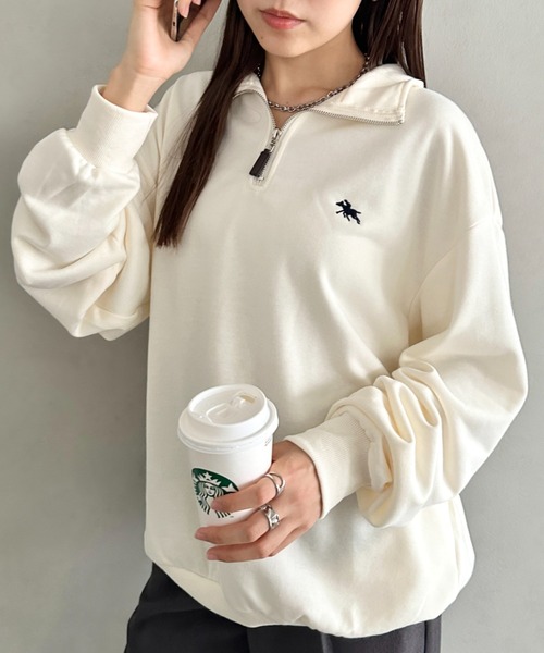 POLOCHAMPS(ポロチャンプス)の「【POLOCHAMPS/ポロチャンプス】 別注 ハーフジップ ワンポイント刺繍 スウェット(スウェット・レディース・グレー/ブラック/ベージュ/アイボリー・FREE)」の19枚目の写真