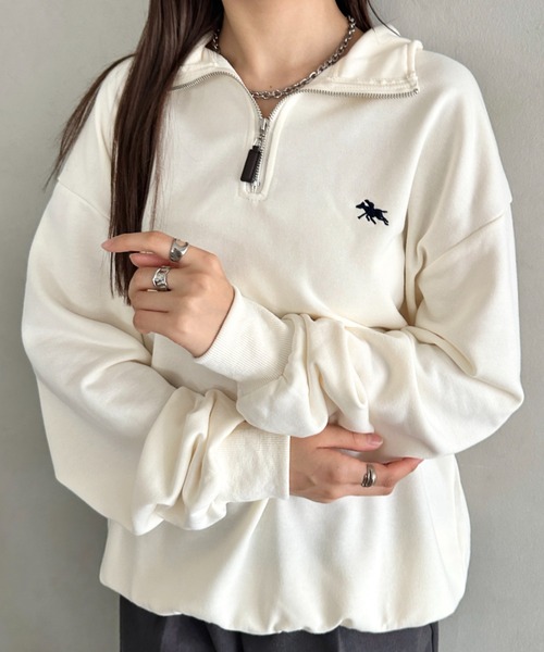 POLOCHAMPS(ポロチャンプス)の「【POLOCHAMPS/ポロチャンプス】 別注 ハーフジップ ワンポイント刺繍 スウェット(スウェット・レディース・グレー/ブラック/ベージュ/アイボリー・FREE)」の20枚目の写真