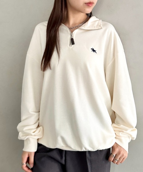 POLOCHAMPS(ポロチャンプス)の「【POLOCHAMPS/ポロチャンプス】 別注 ハーフジップ ワンポイント刺繍 スウェット(スウェット・レディース・グレー/ブラック/ベージュ/アイボリー・FREE)」の21枚目の写真
