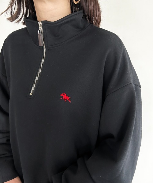 POLOCHAMPS(ポロチャンプス)の「【POLOCHAMPS/ポロチャンプス】 別注 ハーフジップ ワンポイント刺繍 スウェット(スウェット・レディース・グレー/ブラック/ベージュ/アイボリー・FREE)」の14枚目の写真