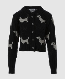 THOM BROWNE | HECTOR INTARSIA AND CABLE CHECK CREW NECK CARDIGAN IN DONEGAL(カーディガン/ボレロ)