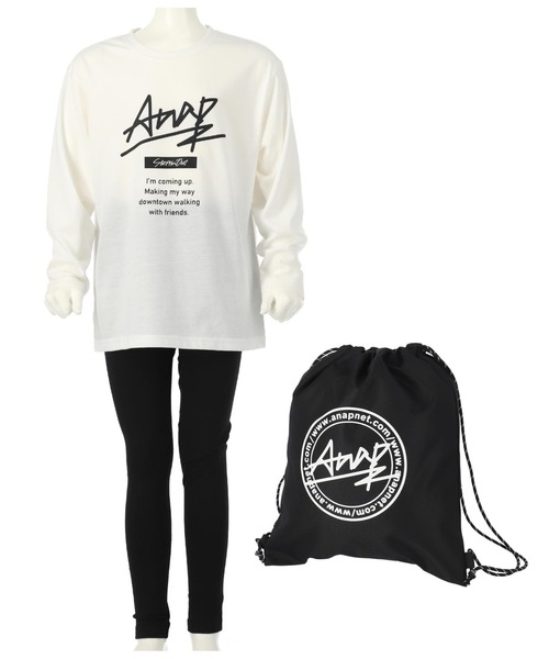 ANAP kids（アナップキッズ）の「お着替え3点SET（Tシャツ/カットソー・キッズ・ブラック/ラベンダー/ホワイト・110cm/100cm/130cm/120cm）」の2枚目の写真