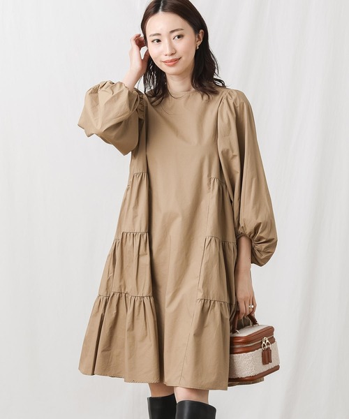 美品 グレディブリリアン ティアードパフ袖チュニック Aライン ゆったり 黒 美品 グレディブリリアン ティアードパフ袖チュニック Aライン