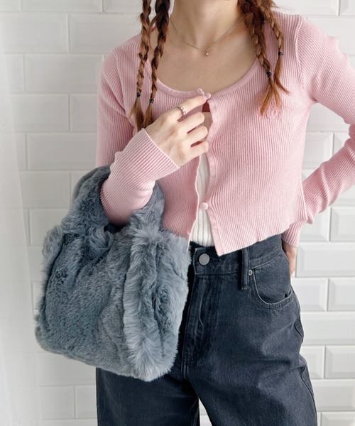 Loueme(ルエム)の「フェイクファースクエア2WAYトートバッグ(ショルダーバッグ・レディース・グレー/モカ/アイボリー/ブラック・FREE)」の13枚目の写真