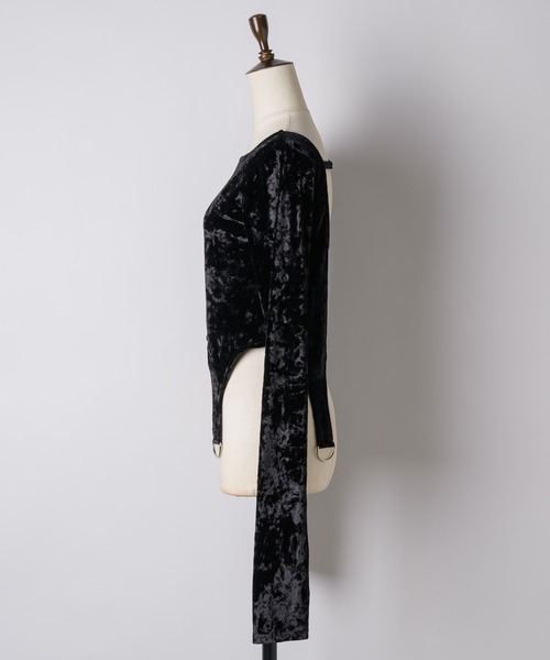 VIOLETTA（ヴィオレッタ）の「クラッシュベロアクロップドトップス（Tシャツ/カットソー・レディース・グレイッシュブルー/ホワイト/ブラック/ピンク・FREE）」の11枚目の写真