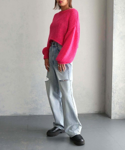 cheriella（シェリエラ）の「【cheriella】WEB限定モヘアライクショートニット WEB LIMITED MOHAIR-LIKE SHORT KNIT（ニット/セーター・レディース・ブラック/ホワイト/ピンク/ブルー/チャコールグレー・M）」の16枚目の写真