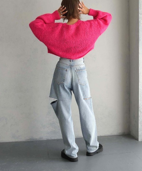 cheriella（シェリエラ）の「【cheriella】WEB限定モヘアライクショートニット WEB LIMITED MOHAIR-LIKE SHORT KNIT（ニット/セーター・レディース・ブラック/ホワイト/ピンク/ブルー/チャコールグレー・M）」の15枚目の写真