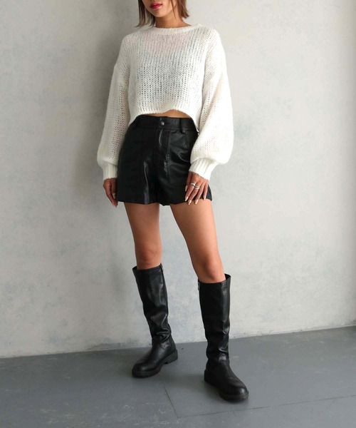 cheriella（シェリエラ）の「【cheriella】WEB限定モヘアライクショートニット WEB LIMITED MOHAIR-LIKE SHORT KNIT（ニット/セーター・レディース・ブラック/ホワイト/ピンク/ブルー/チャコールグレー・M）」の12枚目の写真