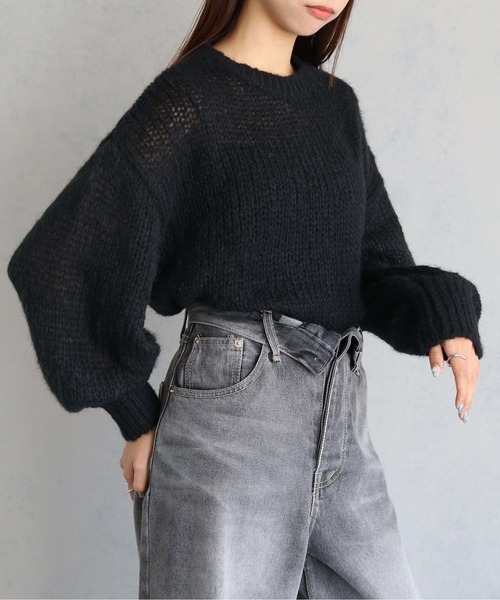 cheriella（シェリエラ）の「【cheriella】WEB限定モヘアライクショートニット WEB LIMITED MOHAIR-LIKE SHORT KNIT（ニット/セーター・レディース・ブラック/ホワイト/ピンク/ブルー/チャコールグレー・M）」の17枚目の写真