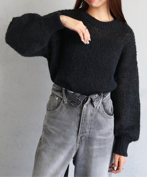 cheriella（シェリエラ）の「【cheriella】WEB限定モヘアライクショートニット WEB LIMITED MOHAIR-LIKE SHORT KNIT（ニット/セーター・レディース・ブラック/ホワイト/ピンク/ブルー/チャコールグレー・M）」の18枚目の写真