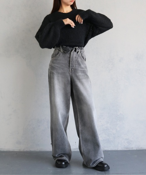 cheriella（シェリエラ）の「【cheriella】WEB限定モヘアライクショートニット WEB LIMITED MOHAIR-LIKE SHORT KNIT（ニット/セーター・レディース・ブラック/ホワイト/ピンク/ブルー/チャコールグレー・M）」の22枚目の写真