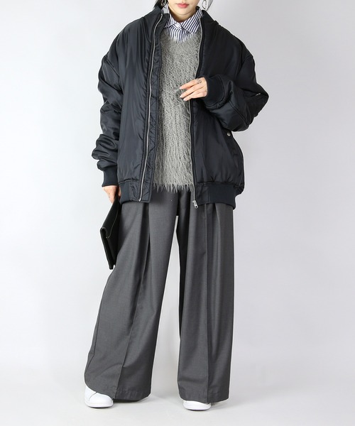 and it_(アンドイット)の「暖かミリタリーオーバーサイズブルゾンMA-1(MA-1・レディース・カーキ/ブラック・FREE)」の10枚目の写真