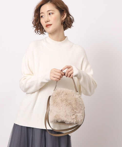 grove（グローブ）の「◆エコファー巾着ダブルショルダー（ショルダーバッグ・レディース・グレー/キャメル/ライトベージュ・00）」の12枚目の写真