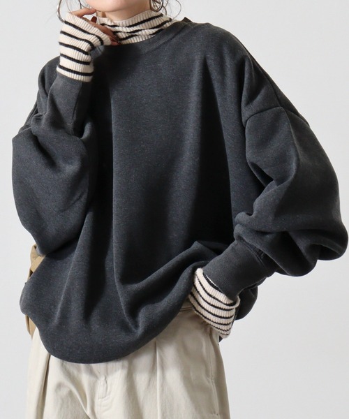 FUNALIVE(ファンアライブ)の「Dolman crewneck sweatshirt / ドルマンクルーネックスウェットトレーナー unisex(スウェット・メンズ・ヘザーチャコール/グレイッシュベージュ/ブラック/パープル/オートミール・M/L/XL)」の2枚目の写真