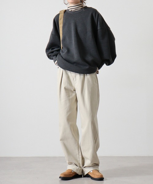 FUNALIVE(ファンアライブ)の「Dolman crewneck sweatshirt / ドルマンクルーネックスウェットトレーナー unisex(スウェット・メンズ・ヘザーチャコール/グレイッシュベージュ/ブラック/パープル/オートミール・M/L/XL)」の15枚目の写真