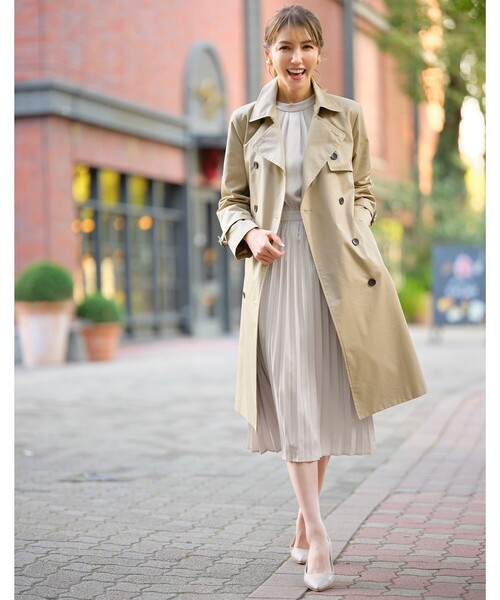 OPAQUE.CLIP（オペークドットクリップ）の「◆≪通勤・セレモニー対応≫ 撥水トレンチコート【洗濯機洗い可/花粉対応/撥水加工】（トレンチコート・レディース・ライトベージュ/ベージュ・36/40/42/38）」の3枚目の写真