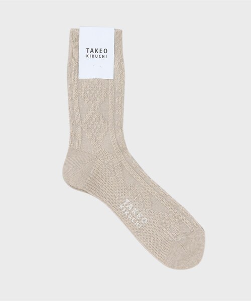 TAKEO KIKUCHI（タケオキクチ）の「◆ケーブル柄ソックス（ソックス/靴下・メンズ・ボルドー/キャメル/ライトベージュ・00）」の2枚目の写真