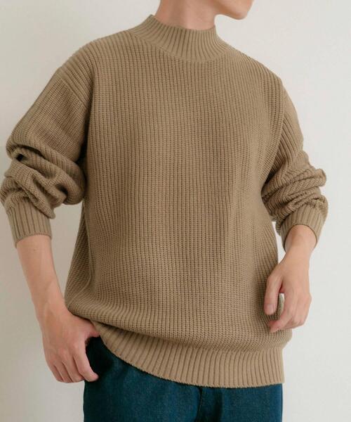 ITEMS URBANRESEARCH（アイテムズ アーバンリサーチ）の「マシンウォッシャブル 片畦モックネックニット（ニット/セーター・メンズ・アイボリー/グリーン/ブラック/ブルー/キャメル・LARGE/MEDIUM）」の9枚目の写真