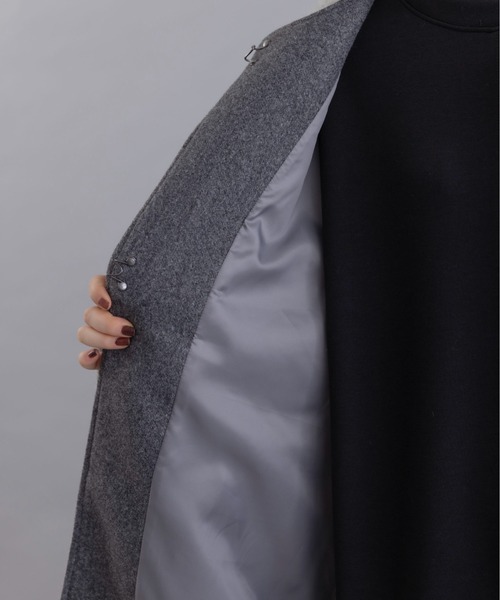 マーブルシャギーロングコート（ノーカラーコート）｜Eimee Law