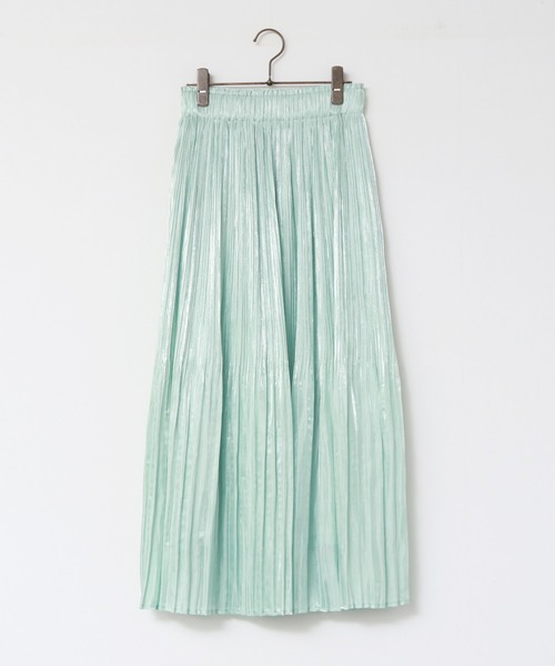 hunch（ハンチ）の「サテンランダムプリーツスカート（スカート・レディース・ライトイエロー/ブルー/ライトベージュ/ライトブルー/ブラック/ライトグリーン/チャコール/オフホワイト・FREE）」の9枚目の写真