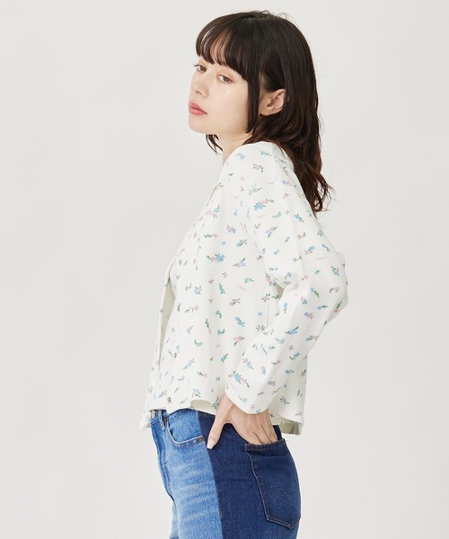 カーディガン ミルクフェド MILKFED FLORAL PATTERN WAFFLE CARDIGAN レディース カットソー ブランド 春 白 MILKFED. カーディガン FLORAL PATTERN WAFFLE CARDIGAN