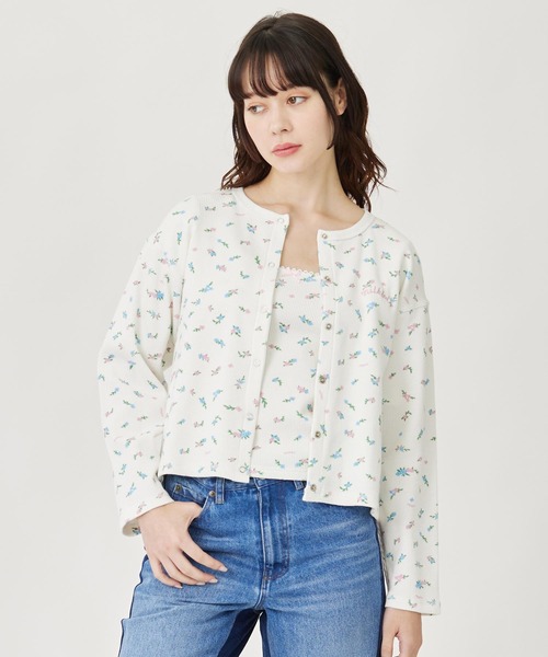 MILKFED.（ミルクフェド）の「FLORAL PATTERN WAFFLE CARDIGAN（カーディガン/ボレロ・レディース・アッシュ/ホワイト・ONE SIZE）」の15枚目の写真